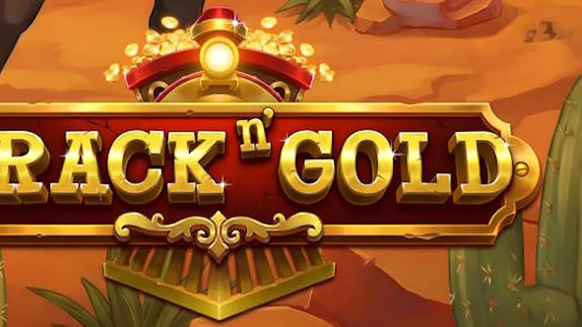 Tampilan antarmuka mobile game slot Track n’ Gold dengan elemen visual bertema kereta api.