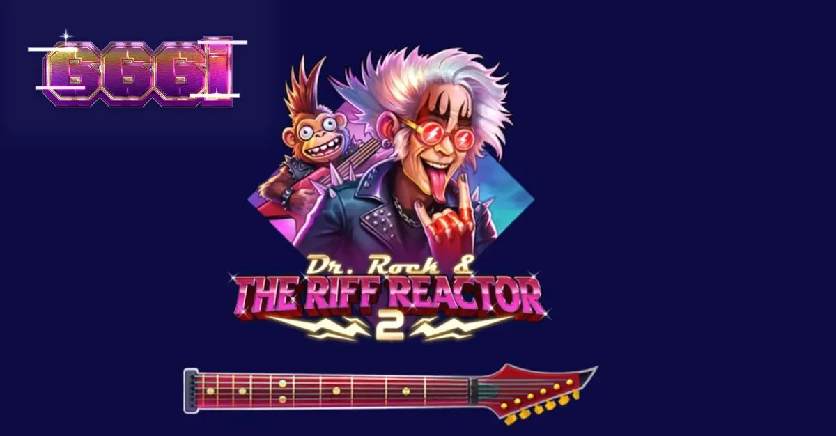 Panggung konser neon dalam slot Dr. Rock & the Riff Reactor 2
